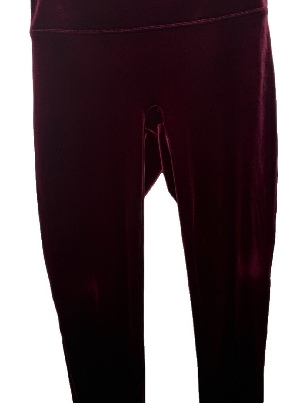 Spanx Leggings Womens XL Burgundy Velvet High Rise Ankle Shaping Pull On 2070